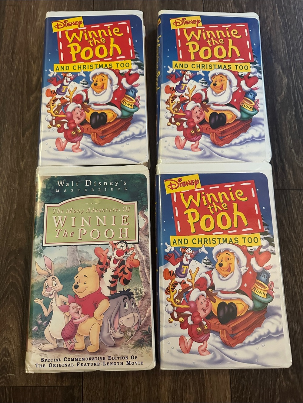Disney Winnie the Pooh with 3 Christmas editions VHS bundle of 4